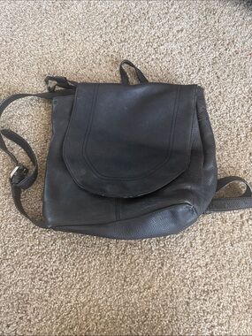 Sanctuary Black Leather Flap Backpack